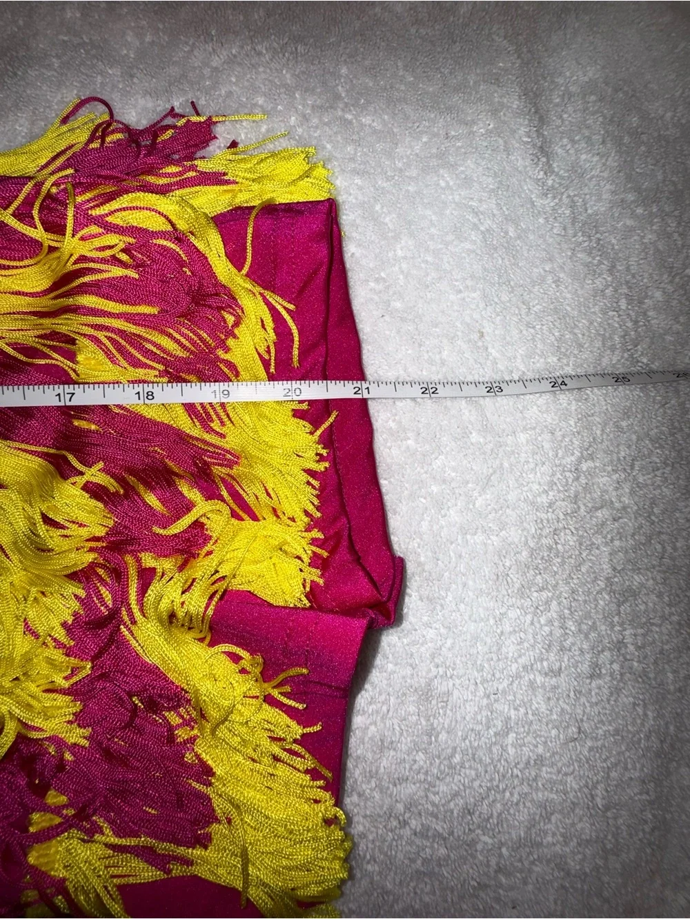 Weissman fuchsia and yellow sequin fringe dance costume